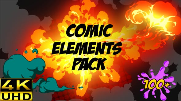 视频素材-100个MG动画泡沫文字卡通漫画泡沫闪光手绘烟雾水动画元素