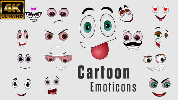 视频素材-29个搞怪滑稽MG卡通综艺动画表情动画脸表情符号贴图